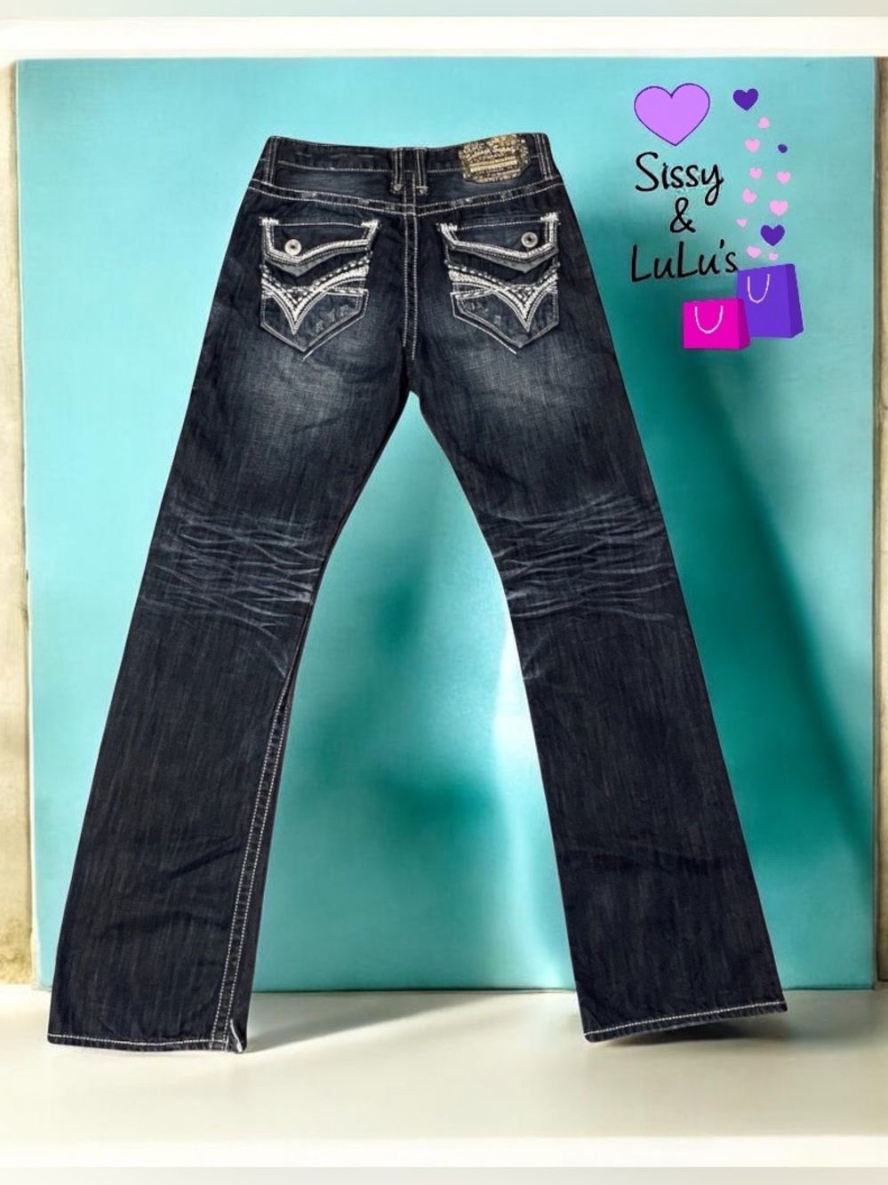 Salvage Supply Co Bootleg Mayhem Buckle Jeans Dark Wash Straight Leg Mens 29x33